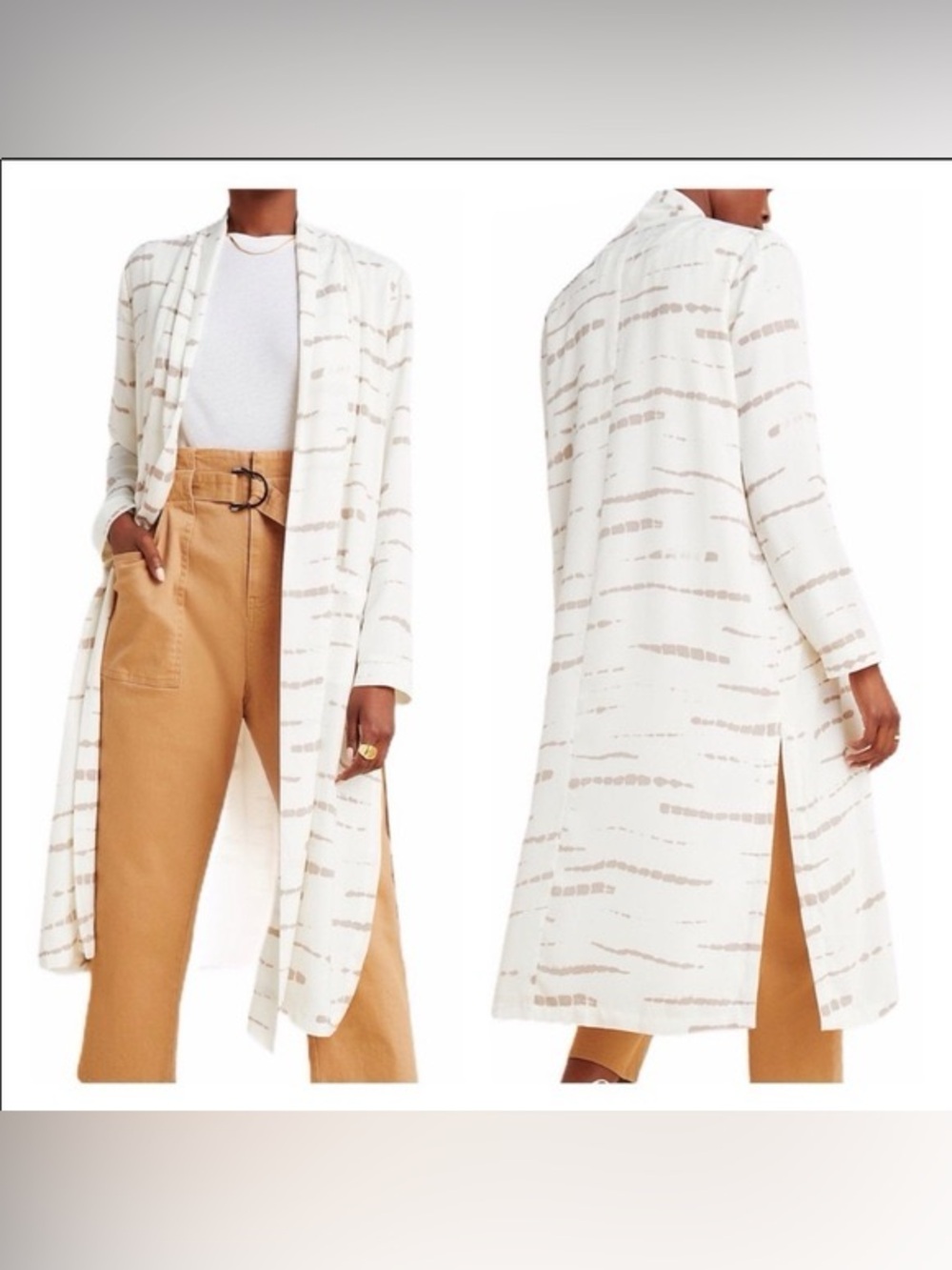 Anthropologie x BB Dakota Deedra Duster Jacket White Gray Size L